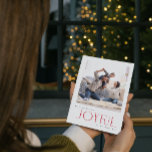 Simple Modern Joyful Red Family Photo Christmas Holiday Card<br><div class="desc">Welcome the holidays this year with a Modern Minimal Joyful Red Family Photo Christmas Holiday Card that captures that perfect moment of joy with a close-knit family. This chic red and white candy cane stripes card is the perfect embodiment of the modern, minimalist style we crave. Clean lines in the...</div>