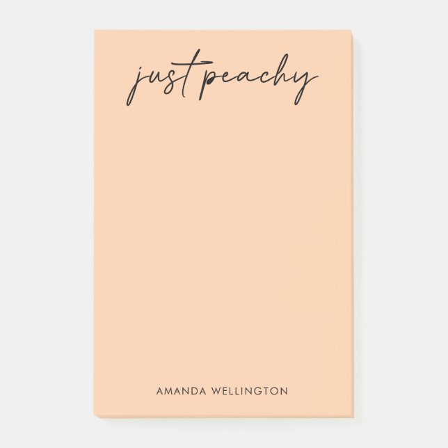 Simple Modern Just Peachy Personalised Post-it Notes (Front)