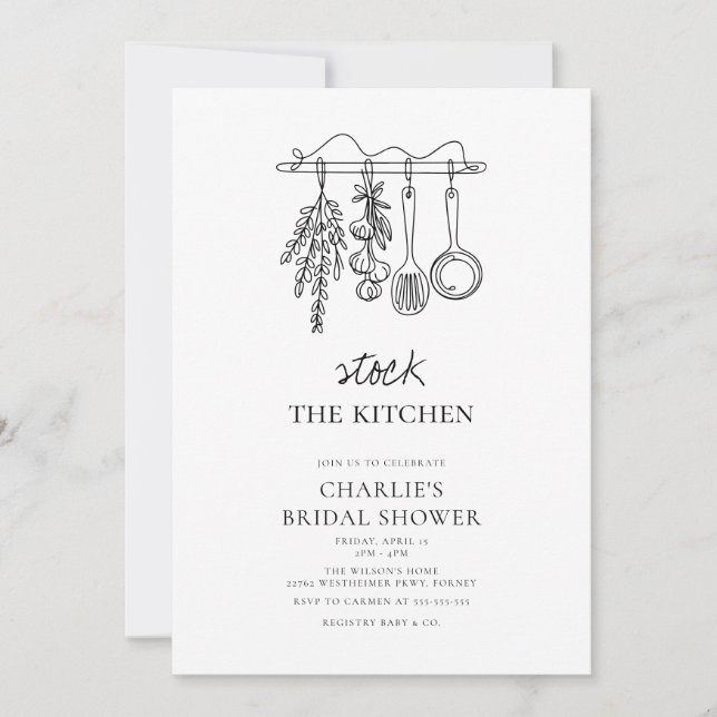 Simple Modern Kitchen Bridal Shower Invitation (Front)