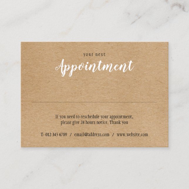 Simple Modern Kraft Appointment Card 2021 Calendar (Front)
