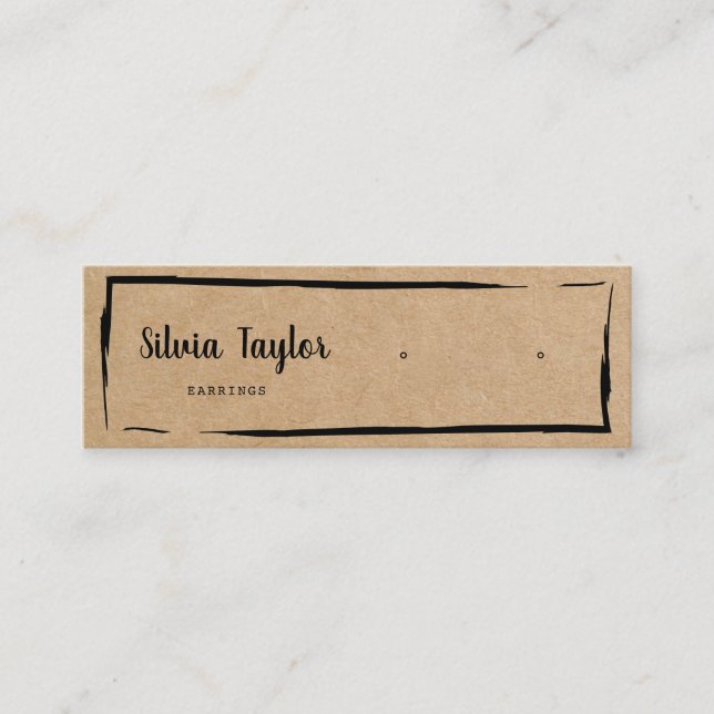 Simple Modern Kraft paper Earring Display Mini Bus Business Card (Front)