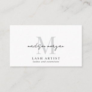 Simple Modern Lash Specialist Script Monogram Business Card