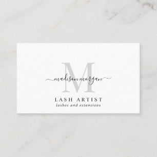 Simple Modern Lash Specialist Script Monogram Business Card