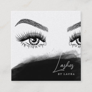 Simple Modern Lashes Eyes and Brows Hand drawn Square Business Card