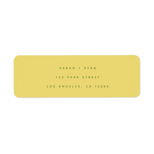 Simple Modern Lemon Yellow Wedding Return Address (Front)