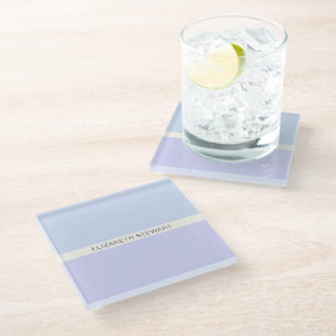 Simple Modern Light Blue and Lavender Glass Coaster