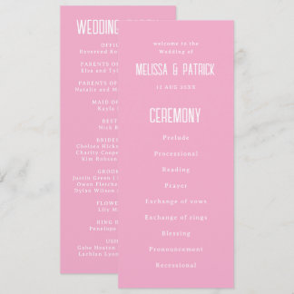 Simple Modern Light Elegant Pink Wedding Programme