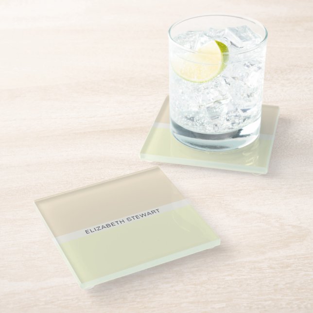 Simple Modern Light Peach and Yellow Glass Coaster (Angled)