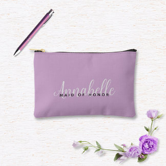 Simple Modern Lilac Purple Wedding Custom Accessory Pouch