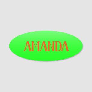 Simple & Modern Lime Green & Orange - Personalised Name Tag