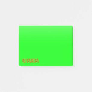 Simple & Modern Lime Green & Orange - Personalized Post-it Notes