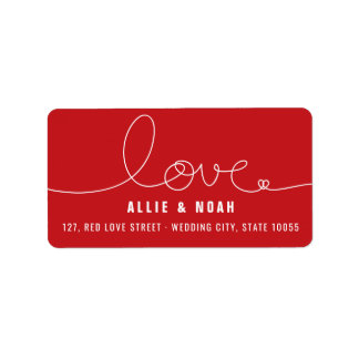 Simple Modern Loopy Love Heart Address Labels