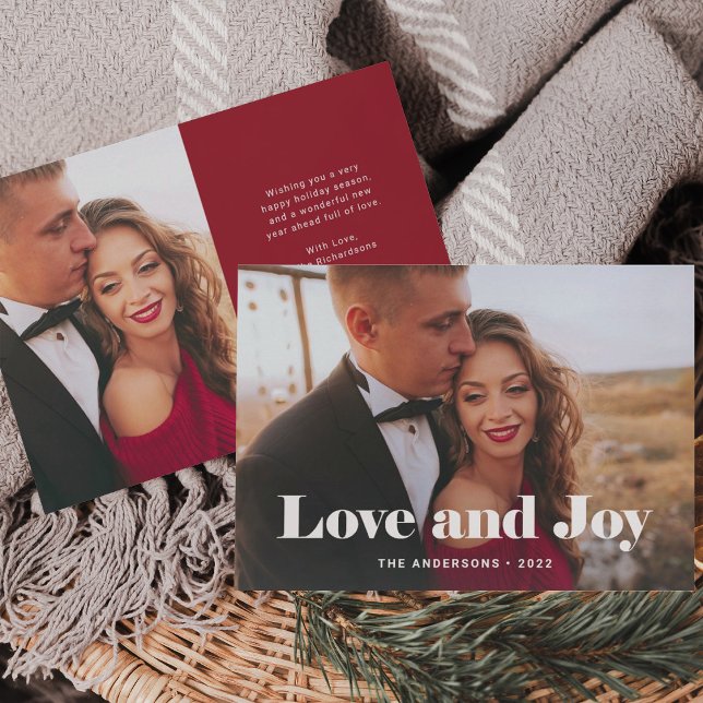 Simple Modern | Love and Joy with Photo Holiday Card (Creator Uploaded)