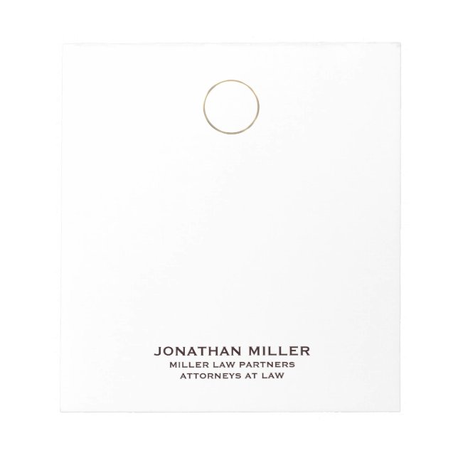 Simple Modern Luxury Gold Logo for Attorneys Notepad (Front)