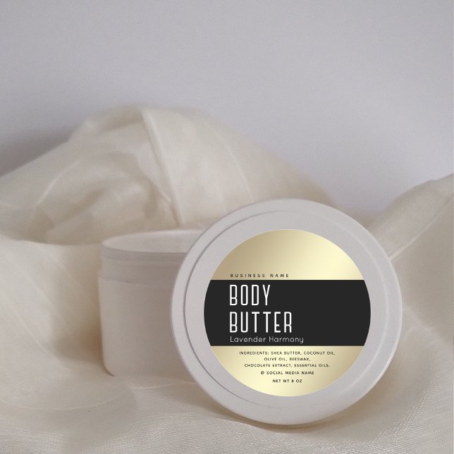 Simple modern luxury typography black gold classic round sticker (Creator Uploaded)