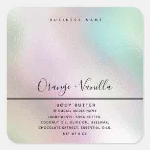 Simple modern luxury typography holographic square sticker