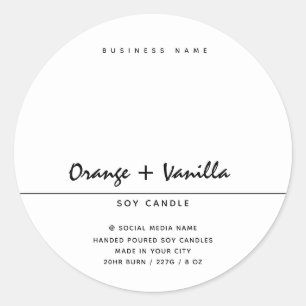 Simple modern luxury typography white candle classic round sticker