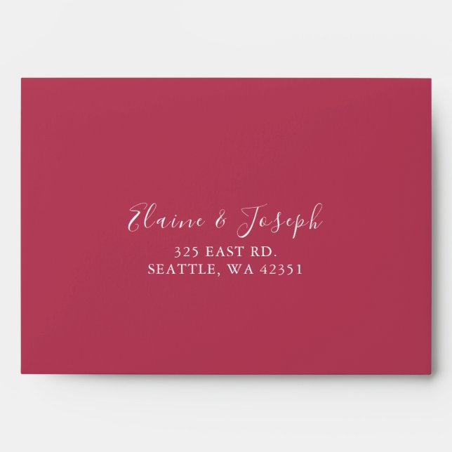 Simple Modern Magenta  Wedding Envelope (Front)