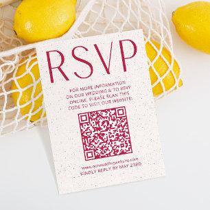 Simple Modern Magenta Wedding RSVP Online QR Code  Card