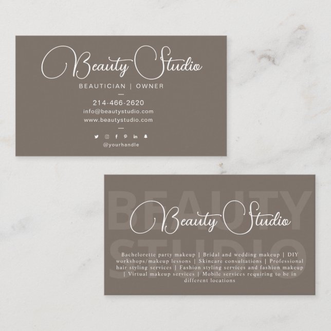 Simple, Modern, Makeup artist, Beautician, Boho Business Card (Front/Back)
