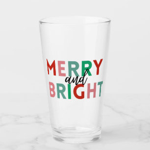 Simple Modern Merry & Bright Colourful Typography Glass