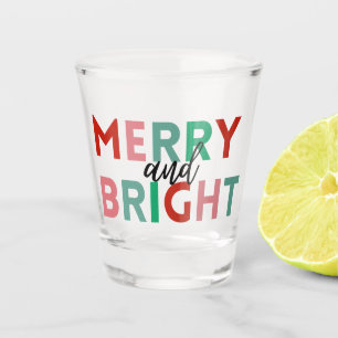 Simple Modern Merry & Bright Colourful Typography Shot Glass