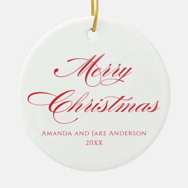 Simple Modern Merry Christmas  Ceramic Tree Decoration (Front)