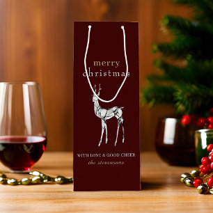 Simple Modern Merry Christmas Crystal Reindeer Wine Gift Bag