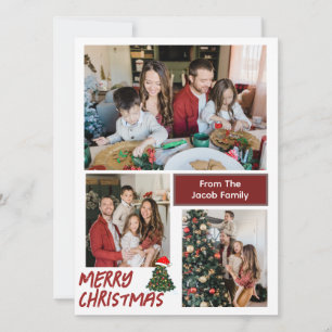 Simple Modern Merry Christmas Family Photo  Holiday Card