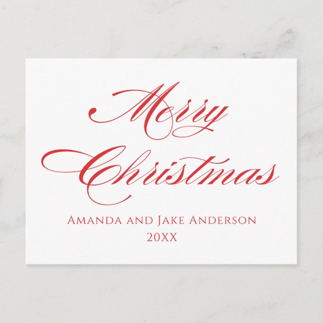 Simple Modern Merry Christmas  Holiday Postcard (Front)
