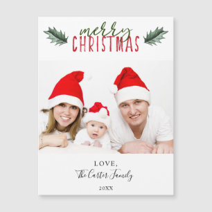 Simple Modern Merry Christmas Holly watercolor