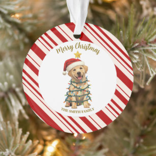 Simple modern merry christmas  Lab puppy dog patte Ornament