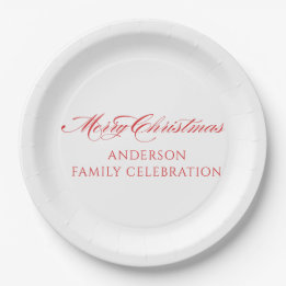 Simple Modern Merry Christmas Paper Plate