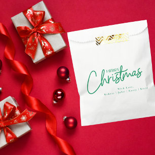 Simple Modern Merry Christmas Script Holiday Favour Bags