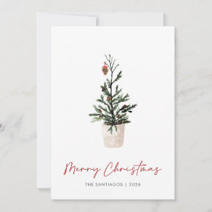 Simple Modern Merry Christmas Tree Holiday Card