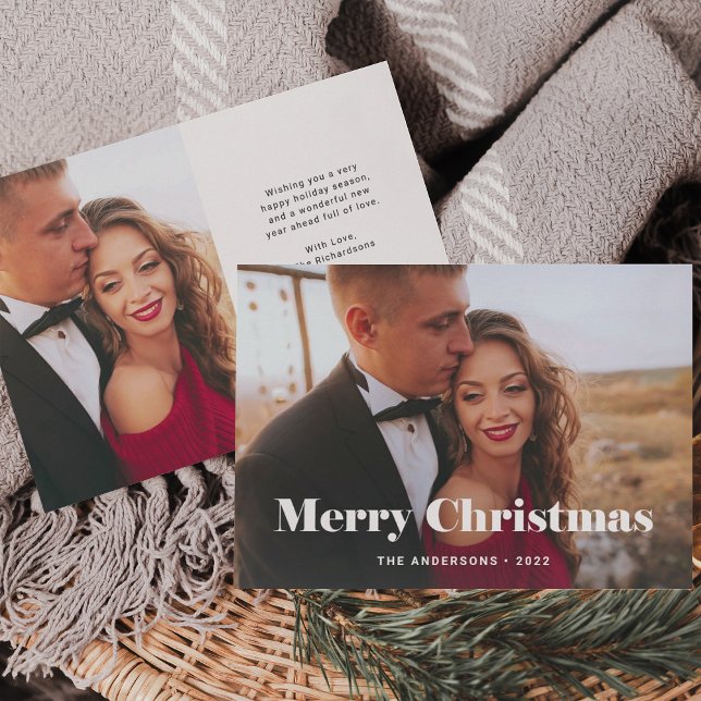 Simple Modern Merry Christmas with Photo Holiday Card (Creator Uploaded)