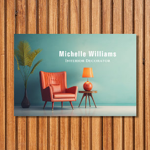 Simple Modern Mid Century Retro Room Decor Business Card