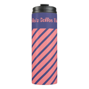 Simple Modern Midnight Blue Light Coral Stripes Thermal Tumbler