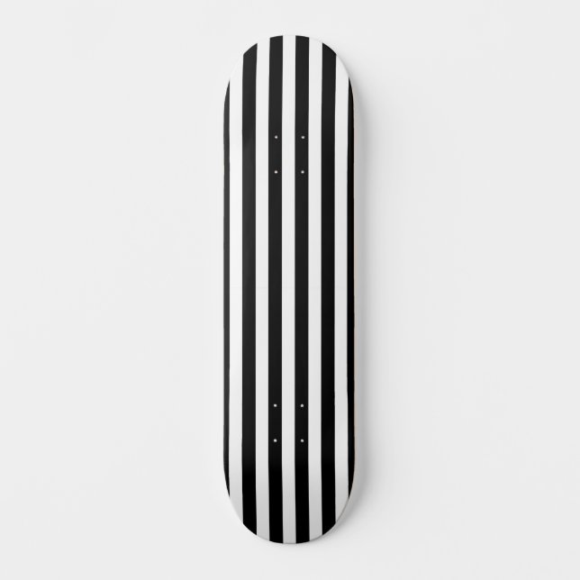 Simple Modern MinimaClassic White & Black Striped  Skateboard (Front)