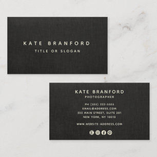 Simple Modern Minimal Black Social Media Business Card