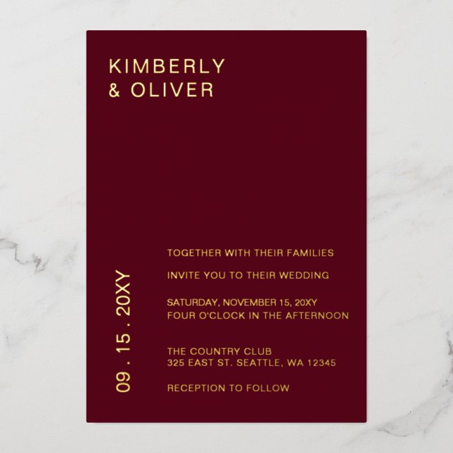 Simple Modern Minimal Burgundy Wedding (Front)