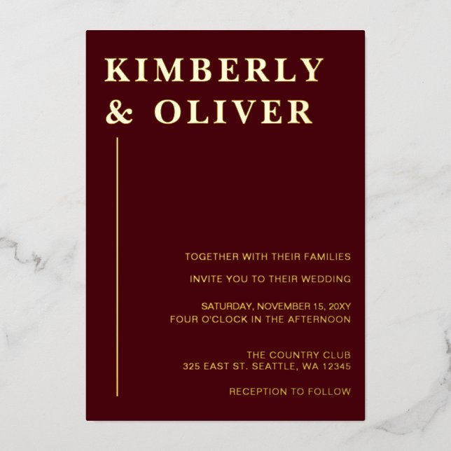 Simple Modern Minimal Burgundy Wedding (Front)