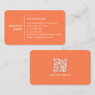 Simple Modern Minimal Coral QR Code Business Card