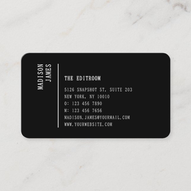 Simple Modern Minimal Dark Black QR Code Business Card (Front)