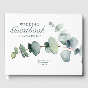 Simple Modern Minimal Eucalyptus Branch Guest Book