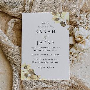 Simple Modern Minimal Gold Leaf Wedding Invitation