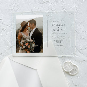 Simple Modern Minimal Horizontal Photo Wedding Acrylic Invitations