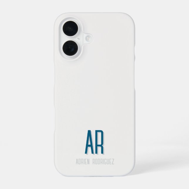 Simple Modern Minimal Initials iPhone 16 Pro Case (Back)