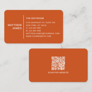 Simple Modern Minimal Matte Cinnamon QR Code Business Card