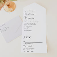 Simple Modern Minimal Menu Choice RSVP Wedding